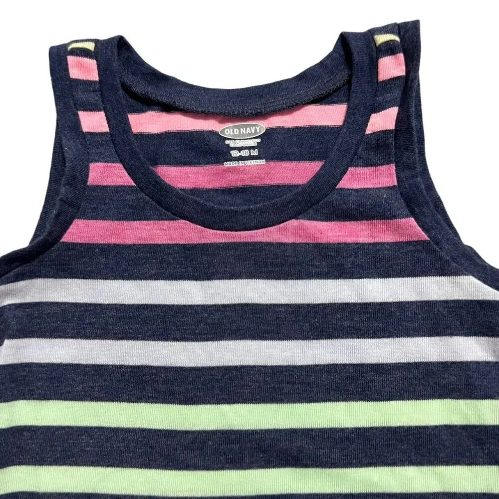 Old Navy 12-18m Navy Colorful Striped Tank Top